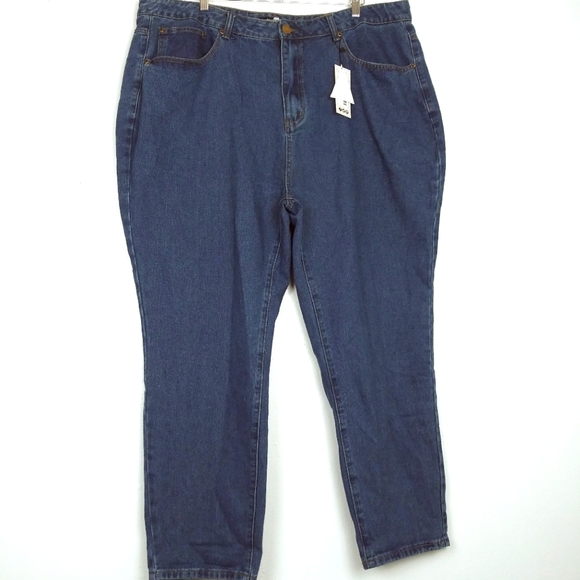 Boohoo Cobalt Mom Jean Pant Plus Size Woman High Waist Size US 20 - Picture 1 of 6